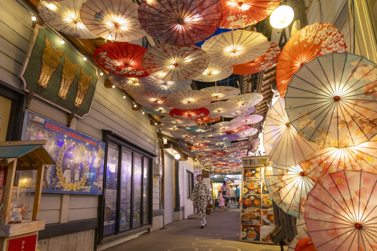 小樽出世前広場の和傘通り